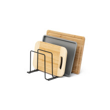 simplywire ? Baking Tray and Chopping Board Rack - Pan Storage - Kitchen Cupboard Organiser ? Black Plastic Coated Steel