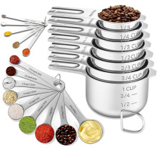 21PCS Measuring Cups and Spoons Set, Include 7 Nesting Measuring Cups, 9 Measuring Spoons and 5 Mini Spoons, Stainless Steel Metal Measuring Set,