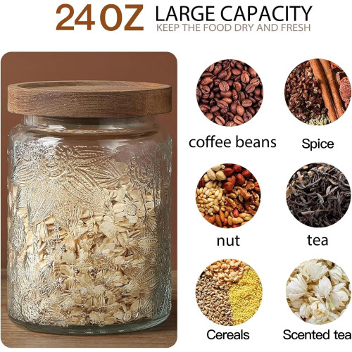 Glasbehälter mit Bambusdeckel, 24 oz, luftdicht, 4er-Pack 2