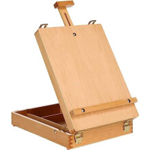 DARENYI Wooden Table Box Easel, Adjustable Easel Wood Table Sketch Box Easels, Portable Art Easel for Painting and Drawing