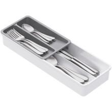 Lifewit Cutlery Drawer Organiser, 2 Tier Cutlery Tray for Kitchen, Utensil Flatware Silverware Holder, Deep Drawer Organiser Box for Spoons Forks