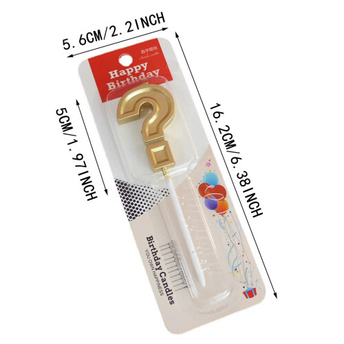 Decorações de bolo com velas douradas em formato de ponto de interrogação, 16,2 cm (6,38 polegadas), para aniversários, casamentos e outras 2