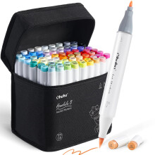 Ohuhu Alcohol Markers Brush Tip - Double Tipped Art Marker Set for Artist Adults Coloring Illustration- 72 Colors - Refillable - Fine and Brush Dual