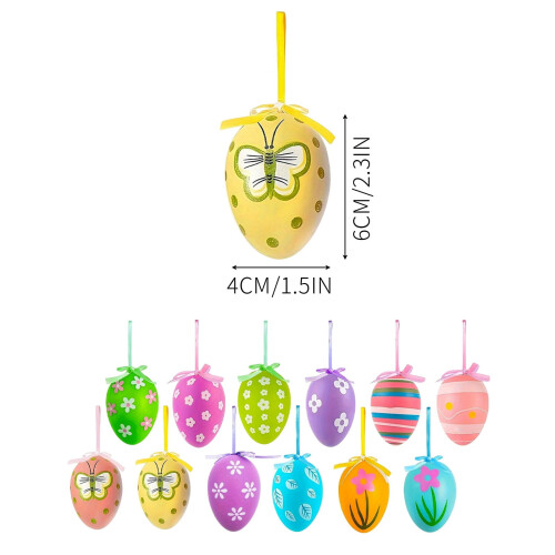 Vibrant 12-Pack Decorative Plastic Easter Eggs, Colorful Patterned Hangable Eggs for Parties, Crafts & Holiday Decor 1