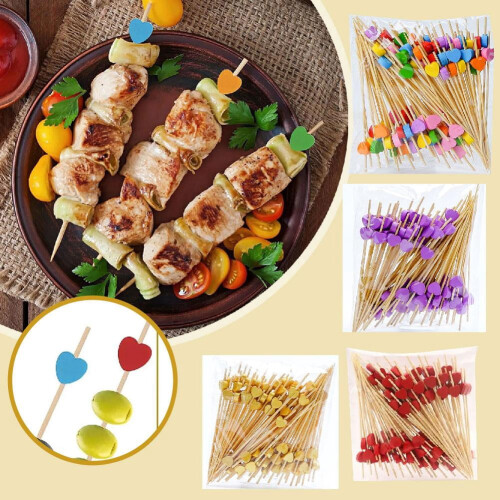 Palillos de bambú con forma de corazón para cócteles (100 unidades) 1