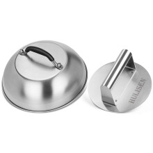 HULISEN Cheese Melting Dome & Smashed Burger Press, 9 Inch Heavy Duty Round Basting Cover with Stainless Steel Burger Smasher, Griddle Accessories Kit