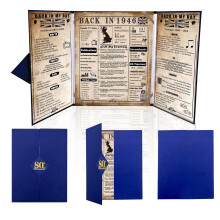 back in 1946 80th Birthday Gifts for Men - Large 80th birthday Card for Dad,Grandad - 80 Year Old Blue Decorations Male - Tri-Fold Greeting Card -