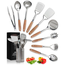 Home Hero Stainless Steel Kitchen Utensils Set - Nonstick Cooking Utensils Set - Heat Resistant Kitchen Essentials & Metal Kitchen Gadgets (10 pcs -