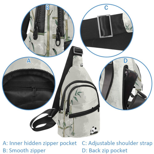 Panda Animal Small Mens Γυναικεία Τσάντα Στήθους Crossbody, Ταξιδιωτική Τσάντα Πλάτης Over Shoulder 1
