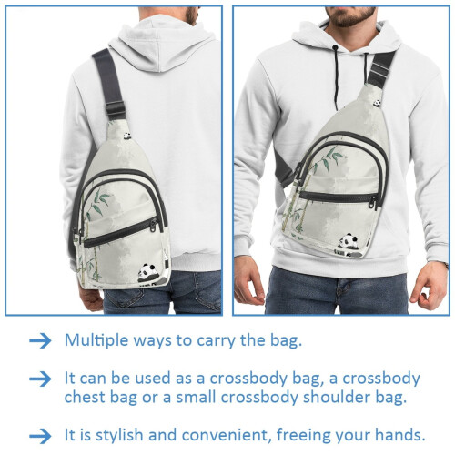 Panda Animal Small Mens Γυναικεία Τσάντα Στήθους Crossbody, Ταξιδιωτική Τσάντα Πλάτης Over Shoulder 2