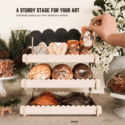 Wood Cake Stand With Sturdy Thick Base And Customes Chalkboard 2