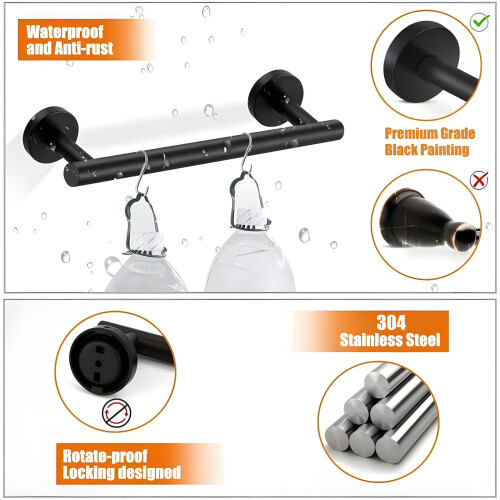 Bathroom Hardware Set Adhesive Towel Rings Robe Hook-silver 1