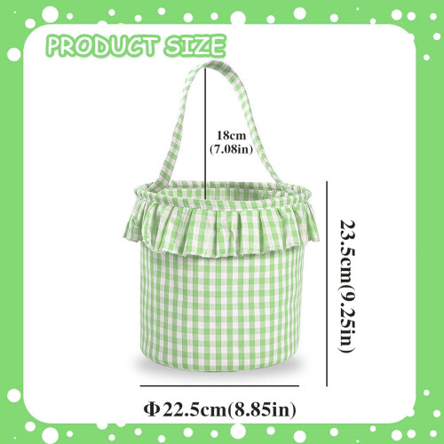 Farmhouse Tartan Easter Basket with Handle – Foldable 2