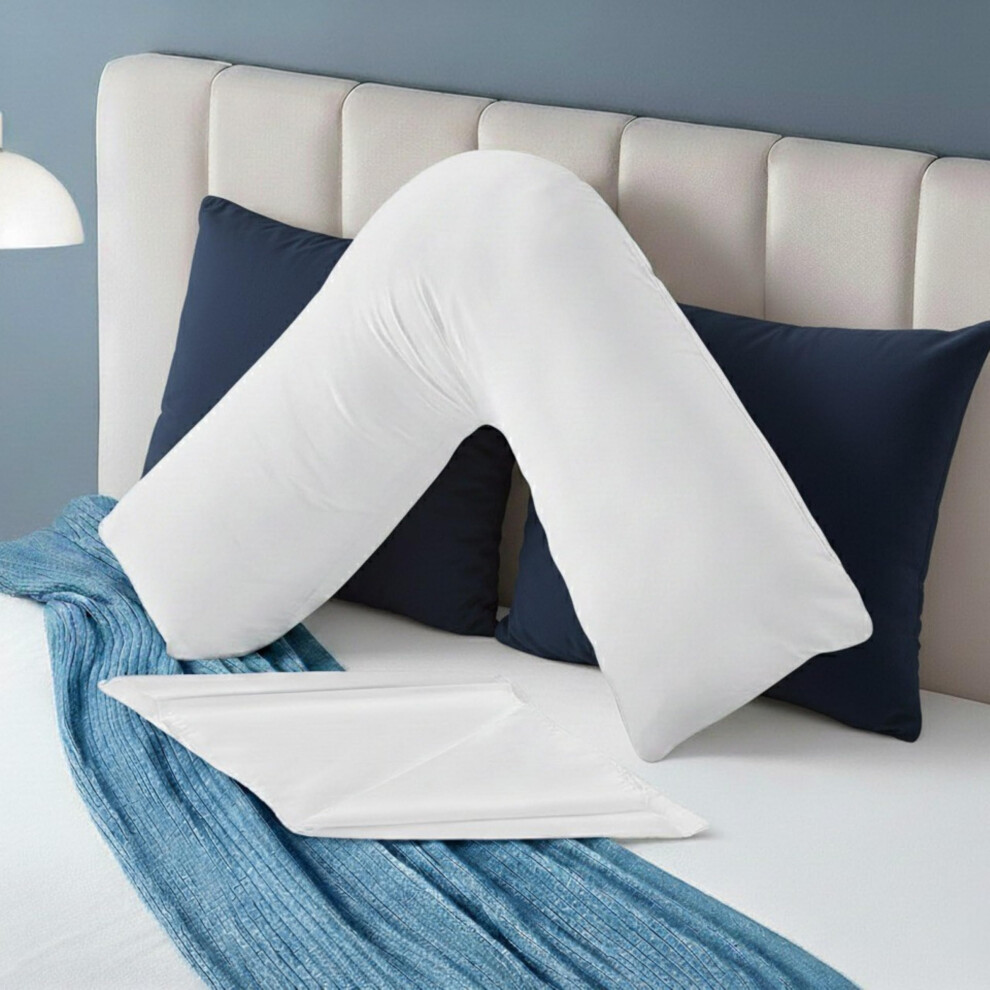 Orthopaedic V Pillow With Pillowcase ? Super Soft & Hypoallergenic V Shape Pillow For Nursing, Maternity & Pregnancy Support ? Ideal For Every Elovela