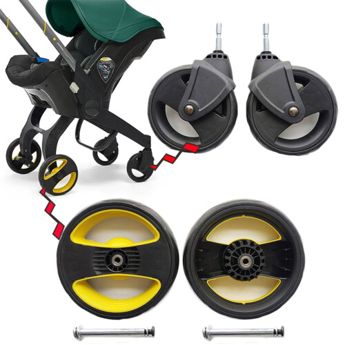 Conjunto de 2 rodas de plástico para carrinho de bebê (dianteiras e traseiras). 2