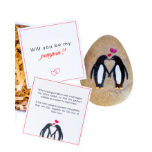 Valentines Day Gifts for Her - Will You Be My Penguin Pebble - Cute and Sentimental Gift for Boyfriend, Girlfriend, or Fiance - I Love You Gift -Will