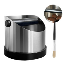 Coffee Grounds Knock Box - Stainless Steel Espresso Knock Box with Removable Knock Bar and Coffee Brush, Knock Container Espresso Dump Bin Grind Waste