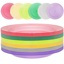 Cedilis 30 Pack Plastic Plates, 10 Inch/25cm Reusable Round Plate, Assorted Dinner Plates for Indoor Outdoor Kids Toddler Use, BPA Free, Dishwasher