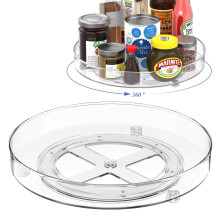 Okiuen 2 Pcs Lazy Susan Turntable Cupboard Organiser(27+23.5cm), Rotating spice rack Fridge turntable organiser, spinning cupboard organiser,