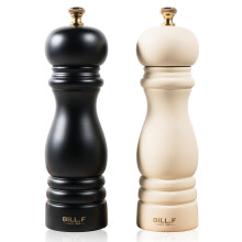Bill.F Salt and Pepper Grinder Set, Wood Pepper Mill Set of 2 Manual Salt Pepper Shakers Grinder Refillable 7 Inch with Adjustable Ceramic Grinding