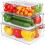 IVODEELA 7 Pack Fridge Storage Containers with Lids,Clear Food Storage Boxes with Drain Tray,Stackable Fridge Organisers,Plastic Refrigerator Storage 1