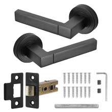 Decoranddecor Lumina Matt Black Internal Door Handles ? Aluminium Handle Sets for Interior Doors ? Sleek Design with Mortice Latch for Homes and