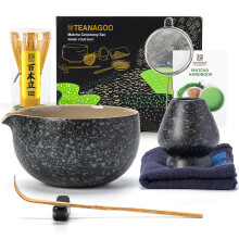 TEANAGOO Matcha Whisk,7 Pcs Matcha Set,Matcha Kit for Ceremony,Matcha Tea Set for Making Breakfast/Latte,Matcha Whisk Set and Bowl(chawan) with All