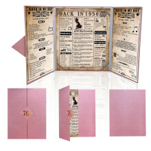 back in 1956 70th Birthday Gifts for Women - Large Trifold 70th Birthday Card & Table Centrepiece - Pink 70 Year birthday Decorations for Mum Grandma