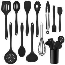 Onader Kitchen Utensil Set, 12 Piece Silicone Cooking Utensils with Holder, Heat Resistant Kitchen Tools Turner Spatula Spoon for Non-Stick Cookware,