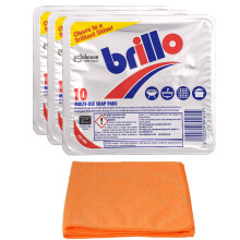 3X Brillo Multi-use Soap Pads (3 X 10 Pads)- Household Cleaner - Effective for Cleaning Pots, Pans, Cookers - with Ultra Absorbent Microfibre Cleaning