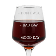 Good Day Bad Day Don?t Ask Funny Engraved Large Wine Glass Gift for Wine Lovers Novelty Etched 400ml Wine Glass