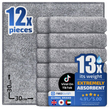 NeoLavish? - Microfibre Cleaning Cloth ? Thick, Super Absorbent Towels | 12 Pack, 30x30 cm ? Lint-Free Bamboo Washcloths for Dishwashing, Sink,