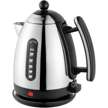 Dualit Lite 1.5L Jug Kettle - Polished Stainless Steel with Black Trim, Fast Boiling, Non-Drip, Dual Measuring Windows, 3kW, 230V, Black