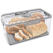 ZEAYEA Bread Box for Kitchen Countertop, Airtight Bread Storage Container, Time Recording Plastic Bread Keeper for Bread Bagel Loaf, Fresh Container