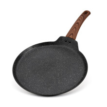 LENAK Induction Base Non Stick Crepe Pan, 28cm Dosa Pan Auluminium Pancake Flat Skillet Tawa Tava Griddle with Stay-Cool Handle, Induction Gass