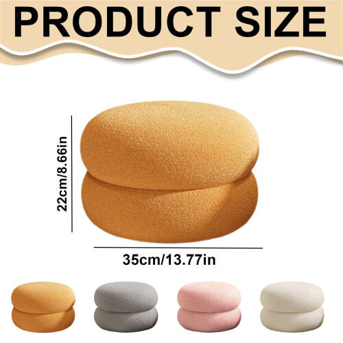 Circle Chair Footstool Grey Round Ottoman 1 pcs 2