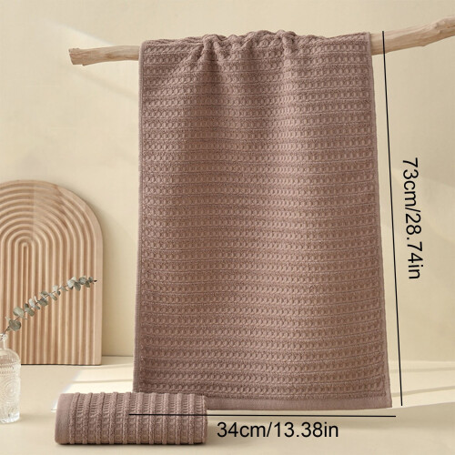 Serviettes en coton à texture nid d'abeille marron 34 x 72 cm 2