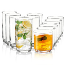 Kyraton Drinking Glasses Set of 12, PET Clear Plastic Highball Glasses 420ml & Whisky Cocktail Glasses Set 340ml, Heavy Duty Unbreakable Water Glasses