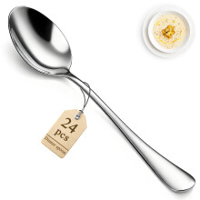 Berglander Dinner Spoons Set 24pcs, 18.7cm Food Grade Stainless Steel Silverware Soup Spoon Tablespoon for Home, Kitchen or Restaurant Mirror