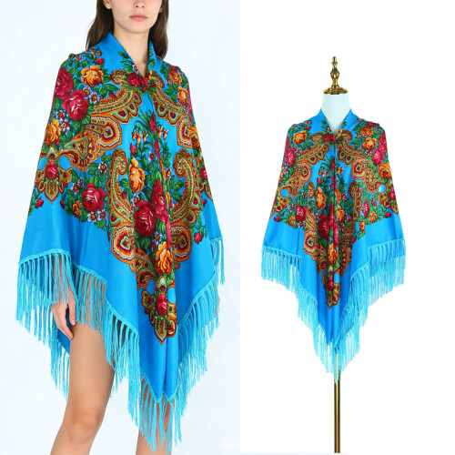 Polyester Shoulder Wrap Unisex Scarf Shawl Ethnic-dark green 1