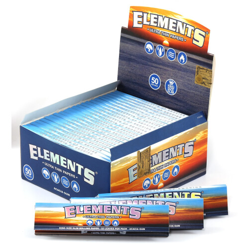 1 box ELEMENTS Slim King Size ULTRA THIN RICE rolling paper - total 1600 papers