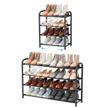 ENJOYBASICS Expandable Shoe Rack, 4 Tier Adjustable Shoe Organizer Shelf for Closet, Black Metal Free Standing Shoe Rack Storage for Small Space,