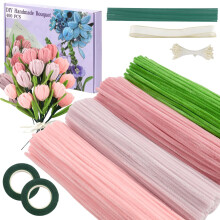DGHOME 400pcs Pipe Cleaners for Craft Flowers, Pipe Cleaners for Tulip Bouquet, Fuzzy Sticks Craft Supplies for Flower DIY Craft Kit Gift, Chenille