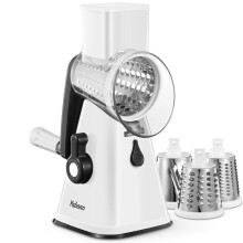 Yabano Rotary Cheese Grater, Vegetable Slicer with 3 Replaceable Stainless Steel Drum Blades, Cheese Shredder with Handle, Easy to Clean Grater for