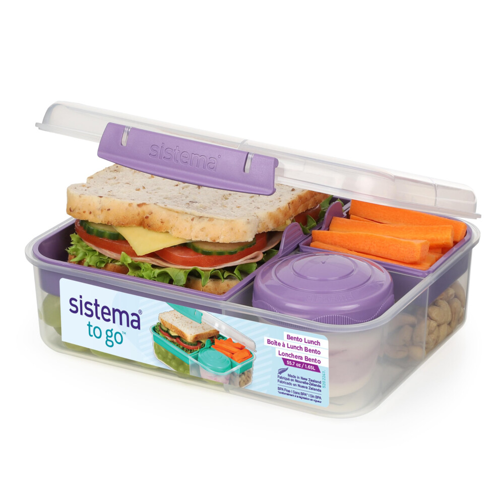 Sistema 1.65L Bento Lunch To Go Misty Tri (4) Purple