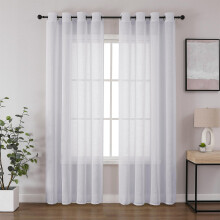 CUCRAF Voile Curtains White 72 Inch Drop 2 Panels with Eyelet Linen Net Curtains for Windows Sheer Curtains for Bedroom Kitchen Dormitory Home