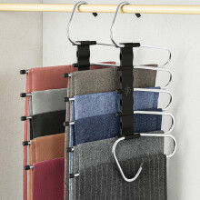 MORALVE Trousers Hangers Space Saving - 2 Pack - Non-Slip Multi-Layer Space Saving Hangers - Multifunctional Clothing Rack for Closet Storage - Ideal