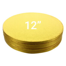 Culpitt Cake Boards, Gold 12" Cake Drum, Round 12 Inch (305mm) 0.5 Inch (13mm) Thick - Pack of 5
