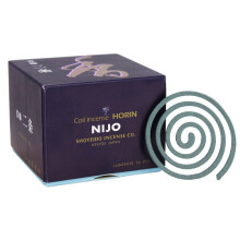 Shoyeido Horin Nijo Japanese Incense Coil Joss Sticks - 10 Coils, Burn Time 150 Mins Each, Ceramic Holder Included