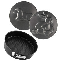 Zenker "Special Creative Hare Plus Lamb Springform Set, Stainless Steel, Black, 26 x 6.5 cm